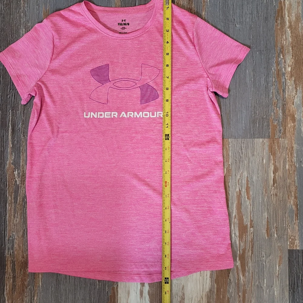 NWOT Under Armour Big Logo Twist Heathered Pink T-shirt Size Youth Large